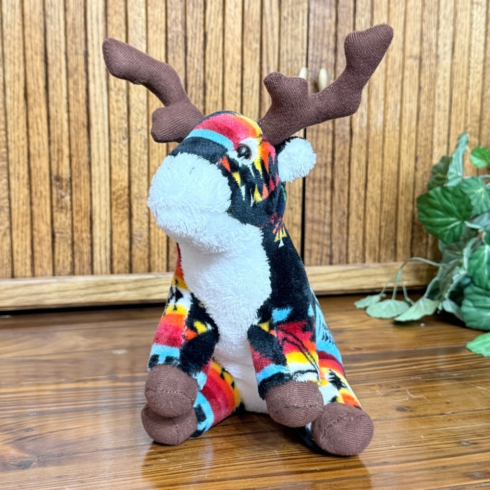Western Trading Blankets Reindeer Plush Small Multi Color Excellent Tribal Print